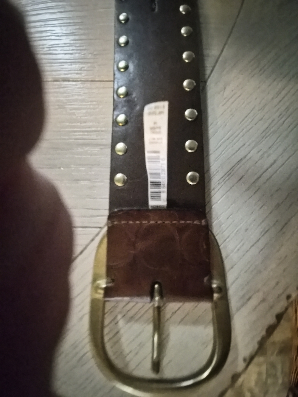Coach Brown Leather Studded Belt with Antique Gold Buckle - Picture 6 of 6